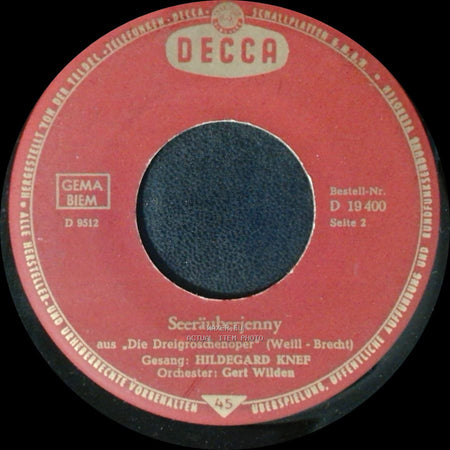 Hildegard Knef - Seeräuberjenny / Macky-Messer side A