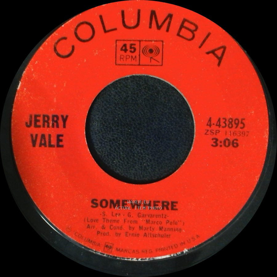 Jerry Vale - I've Lost My Heart Again / Somewhere side B