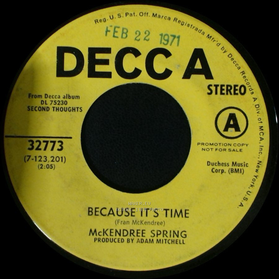 Mckendree Spring - Oh Now My Friend / Because It's Time side B