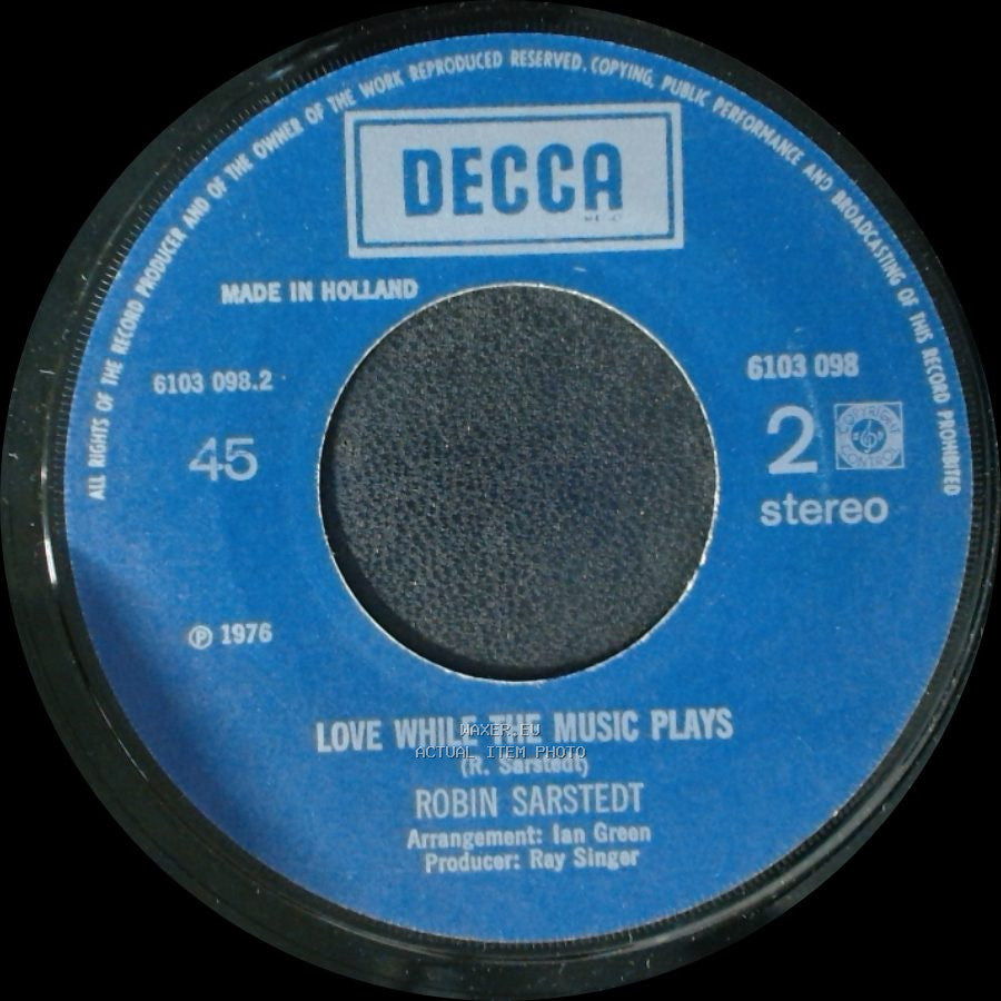Robin Sarstedt - My Resistance Is Low / Love While The Music Plays side B