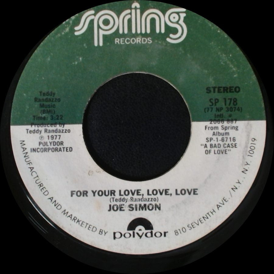 Joe Simon - I've Got A Jones On You Baby / For Your Love, Love, Love side B