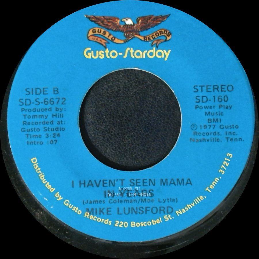 Mike Lunsford - I Can't Stop Now / I Haven't Seen Mama In Years side B