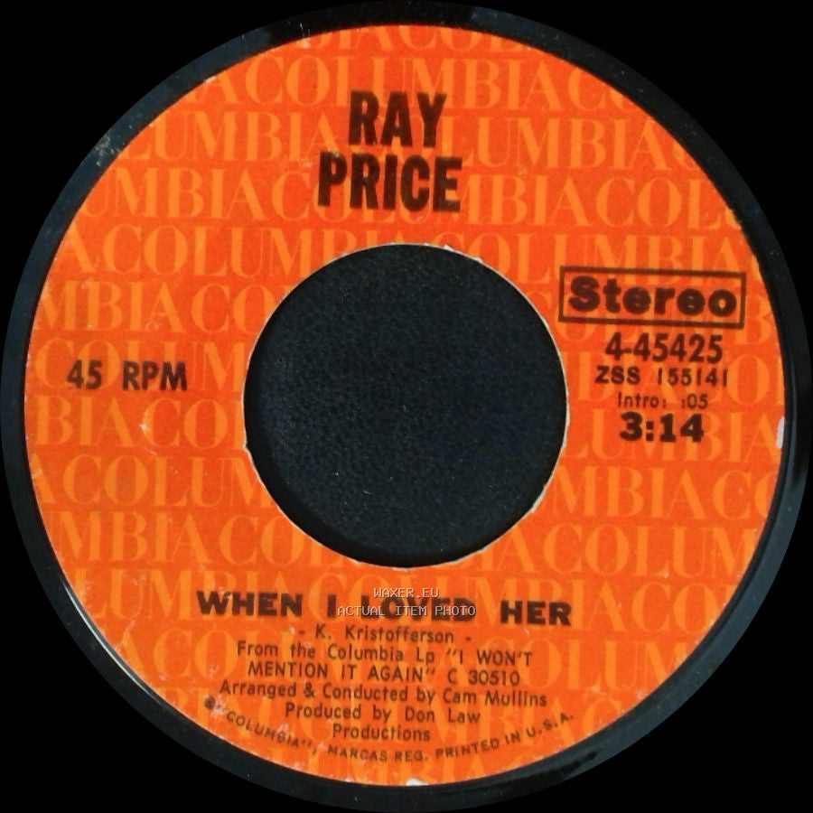 Ray Price - I'd Rather Be Sorry / When I Loved Her side B