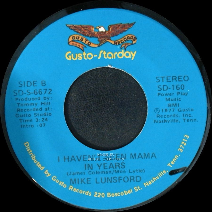 Mike Lunsford - I Can't Stop Now / I Haven't Seen Mama In Years side B