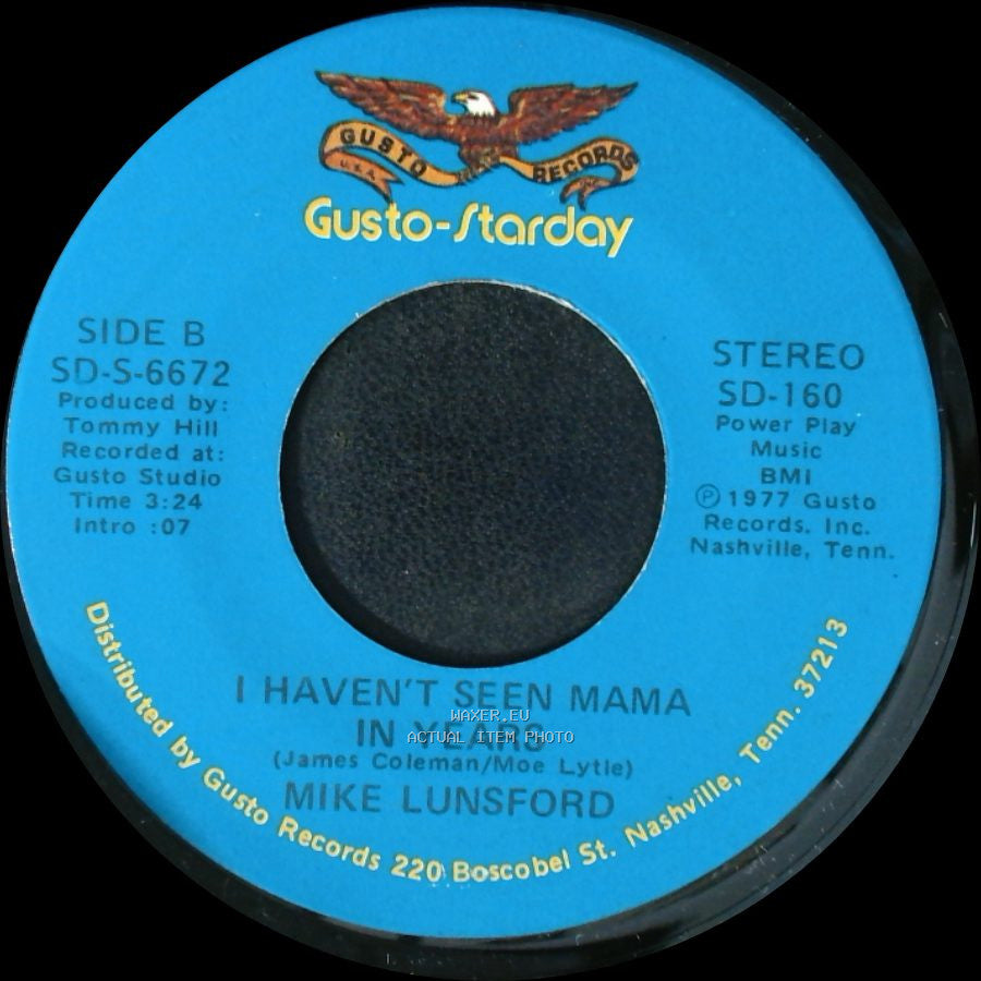 Mike Lunsford - I Can't Stop Now / I Haven't Seen Mama In Years side B