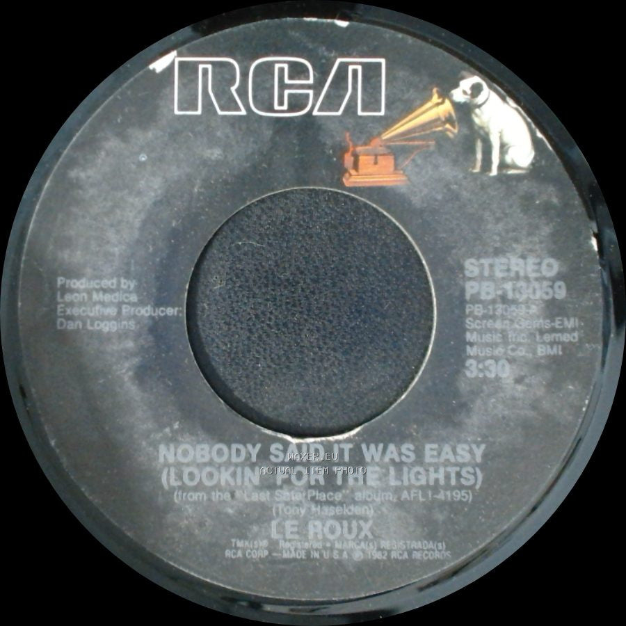 Le Roux - Can't You See It In My Eyes / Nobody Said It Was Easy (Lookin' For The Lights) side B