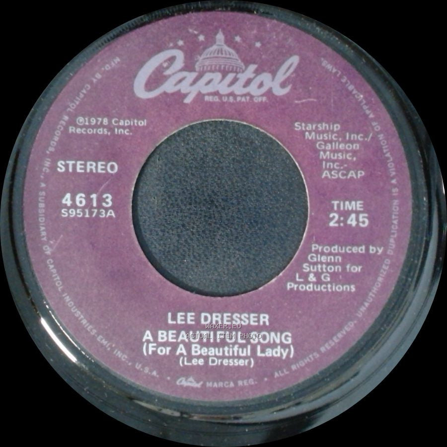Lee Dresser - The Man Up In The Mansion / A Beautiful Song (For A Beautiful Lady) side B
