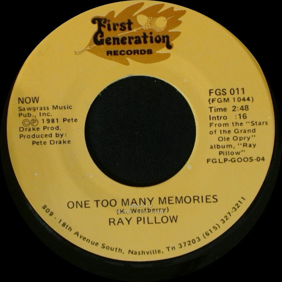 Ray Pillow - Friday Night Blues / One Too Many Memories side B
