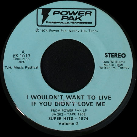 Art. T.H. Music Festival - I Wouldn't Want To Live If You Didn't Love Me / Mississippi Cotton Pickin' Delta Town side B