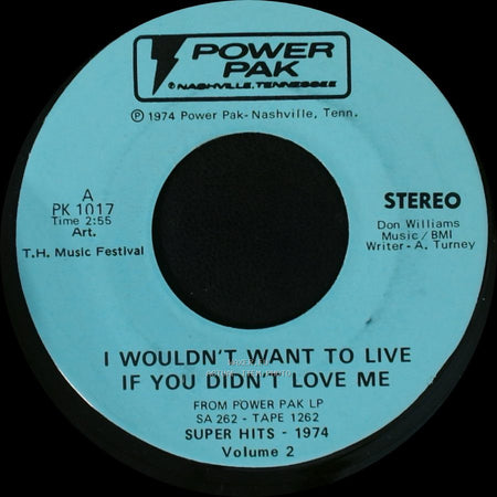 Art. T.H. Music Festival - I Wouldn't Want To Live If You Didn't Love Me / Mississippi Cotton Pickin' Delta Town side A