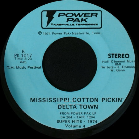 Art. T.H. Music Festival - I Wouldn't Want To Live If You Didn't Love Me / Mississippi Cotton Pickin' Delta Town side B