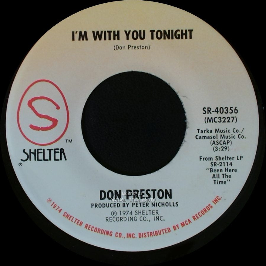 Don Preston - A Minor Case Of The Blues / I'm With You Tonight side B