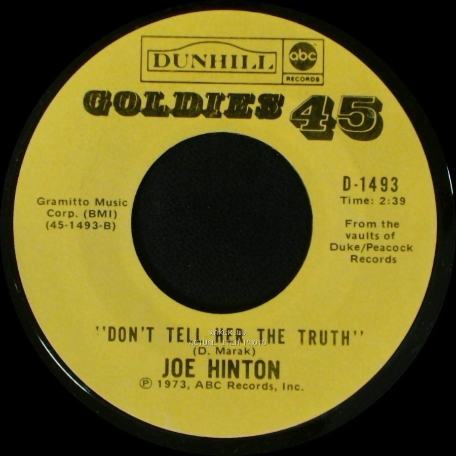 Joe Hinton - Don't Tell Her The Truth / Funny side A