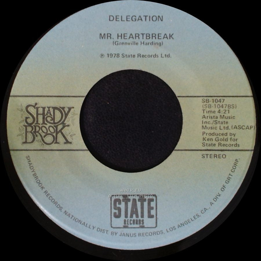 Delegation - Mr. Heartbreak / Someone Oughta Write A Song (About You Baby) side A
