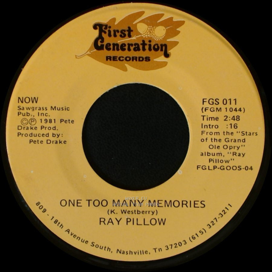Ray Pillow - One Too Many Memories / Friday Night Blues side A