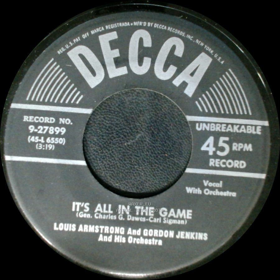 Louis Armstrong And Gordon Jenkins And His Orchestra - When It's Sleepy Time Down South / It's All In The Game side B