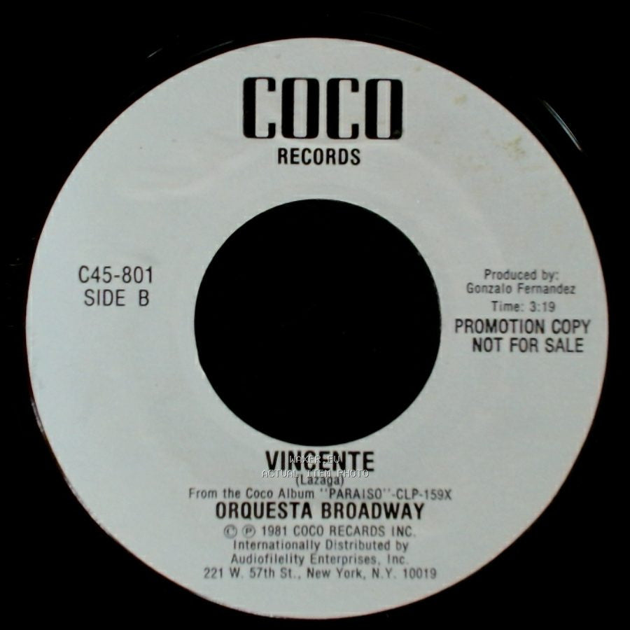 Orquesta Broadway - El Bailarin / Vincente side B