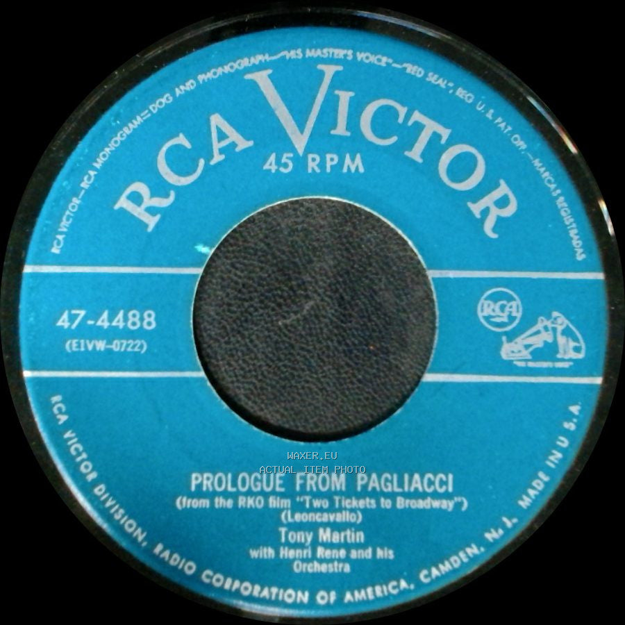 Tony Martin / Tony Martin With Henri Rene And His Orchestra - The Closer You Are / Prologue From Pagliacci side B
