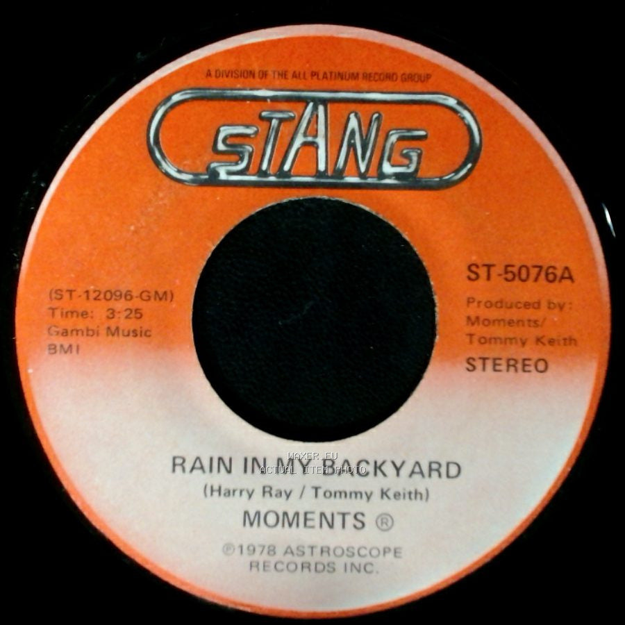 Moments - Disco Man / Rain In My Backyard side B