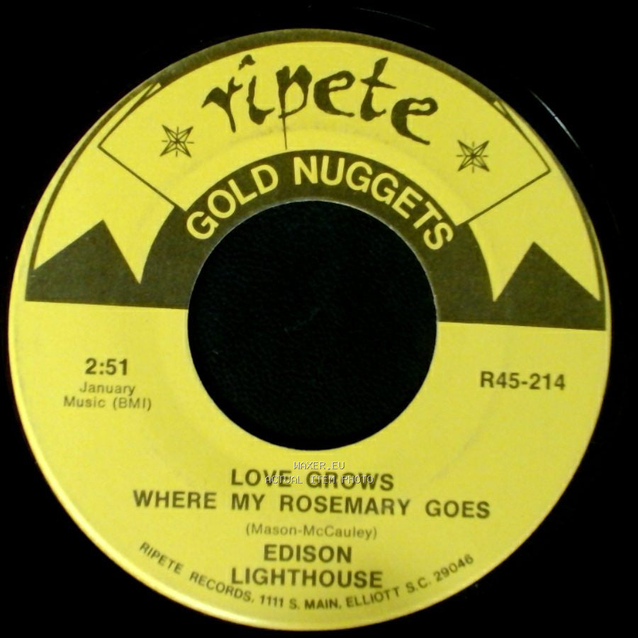 Edison Lighthouse / Gary Portnoy - Love Grows Where My Rosemary Goes / Theme From Cheers (Where Everybody Knows Your Name) side A