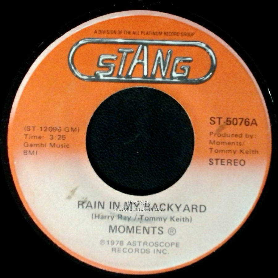 Moments - Disco Man / Rain In My Backyard side B