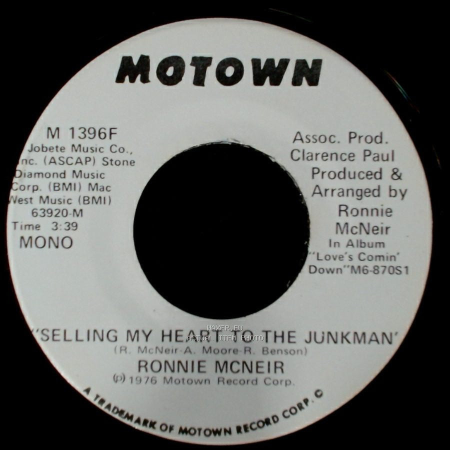 Ronnie Mcneir - Selling My Heart To The Junkman / Selling My Heart To The Junkman side B