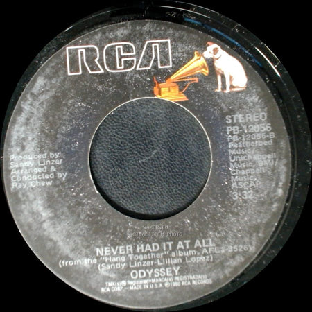 Odyssey - Hang Together / Never Had It At All side B