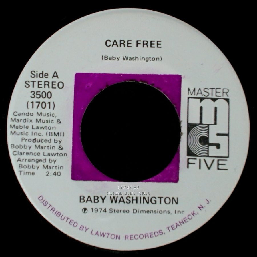 Baby Washington - Care Free / Can't Get Over Losing You side A