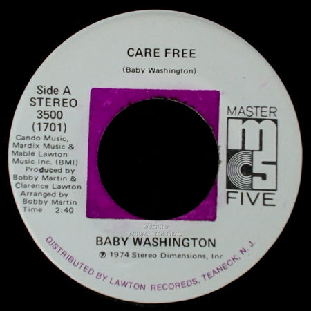 Baby Washington - Care Free / Can't Get Over Losing You side A