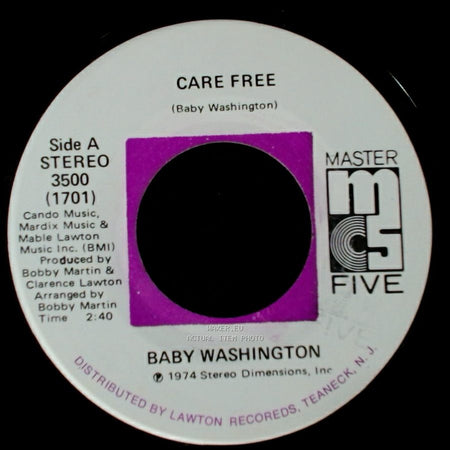 Baby Washington - Care Free / Can't Get Over Losing You side A