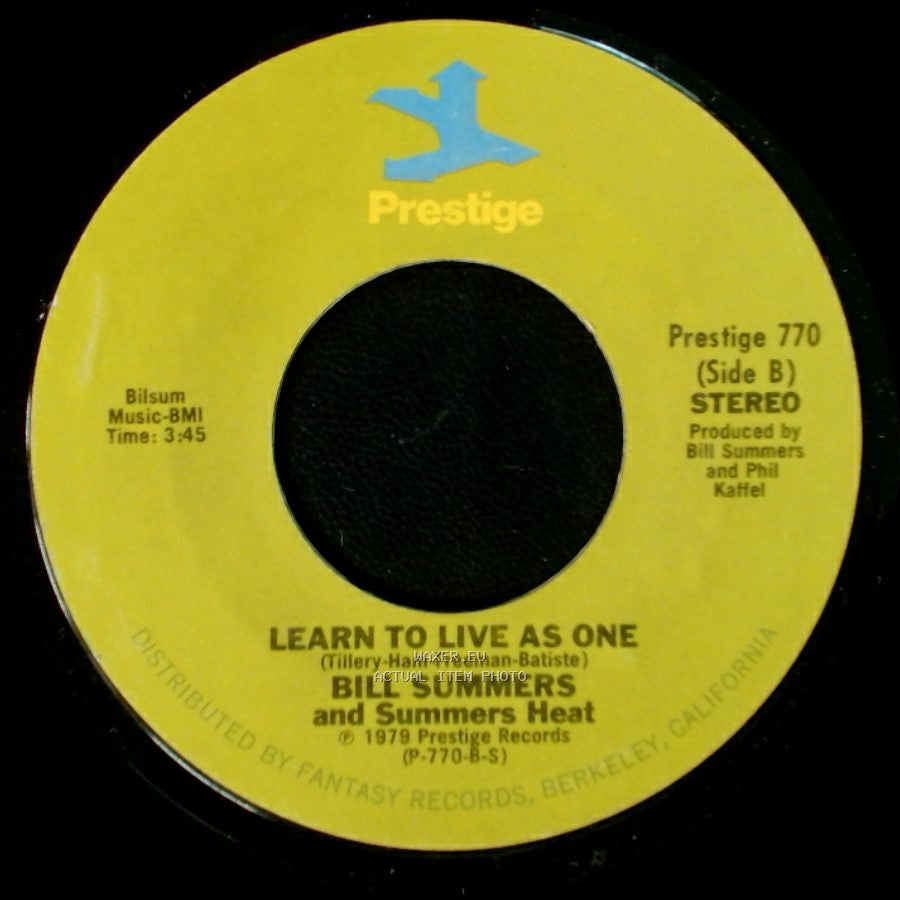 Bill Summers And Summers Heat - Walking On Sunshine / Learn To Live As One side B