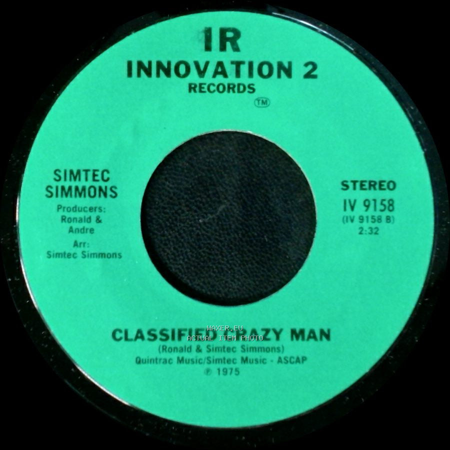 Simtec Simmons - Classified Crazy Man / Some Other Time side B