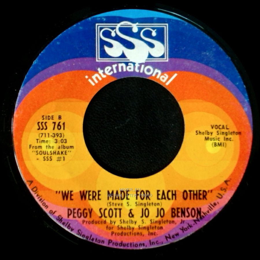 Peggy Scott & Jo Jo Benson - Soulshake / We Were Made For Each Other side B