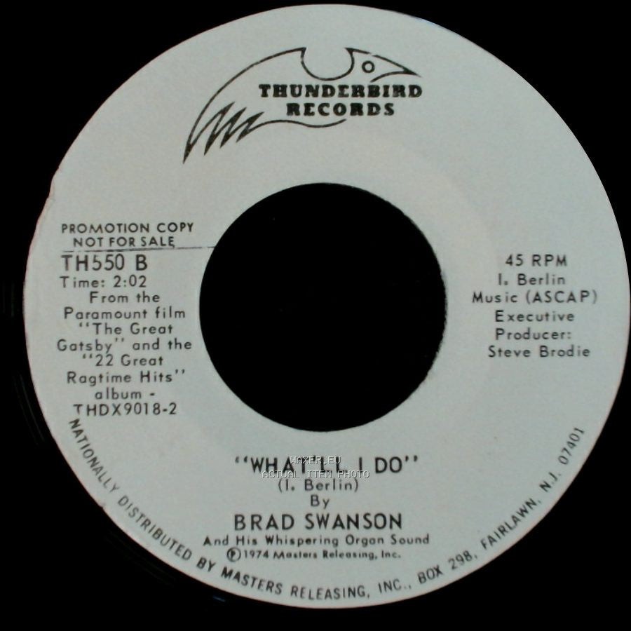 Brad Swanson And His Whispering Organ Sound / Brad Swanson - Ragtime '74 (A Tribute To Robert Redford) / What'll I Do side B