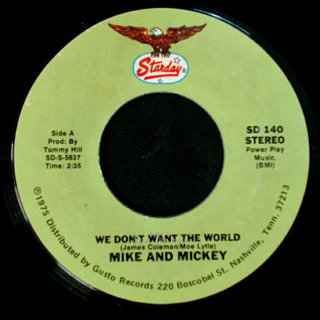 Mike And Mickey / Mike Lunsford - We Don't Want The World / A Drowning Man Will Reach For Anything side A