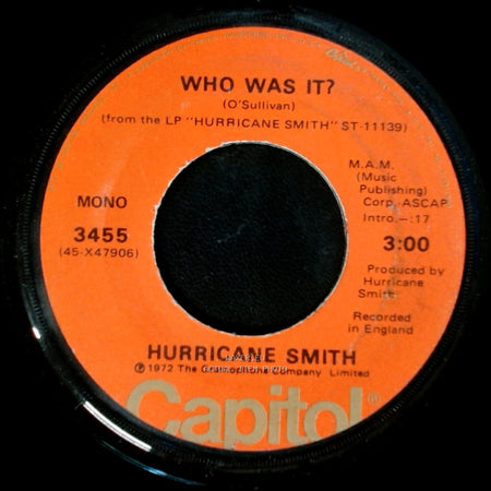 Hurricane Smith - Who Was It? / Take Suki Home side A