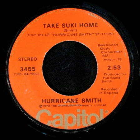 Hurricane Smith - Who Was It? / Take Suki Home side B
