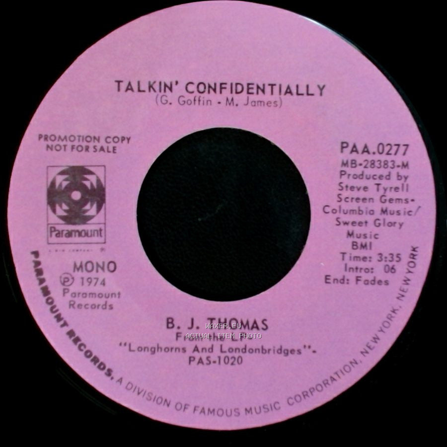 B. J. Thomas - Talkin' Confidentially / Talkin' Confidentially side B