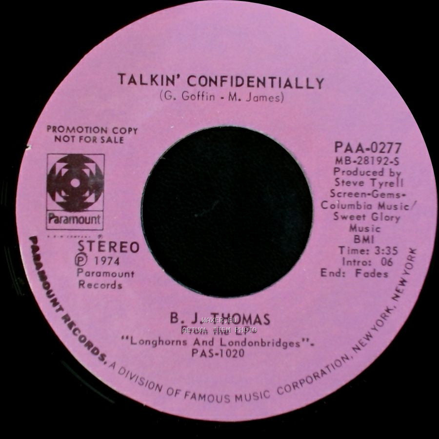 B. J. Thomas - Talkin' Confidentially / Talkin' Confidentially side A