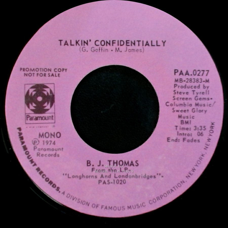B. J. Thomas - Talkin' Confidentially / Talkin' Confidentially side B