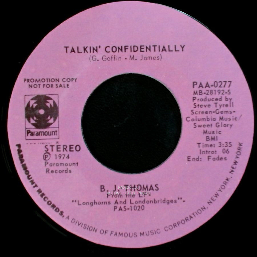 B. J. Thomas - Talkin' Confidentially / Talkin' Confidentially side A