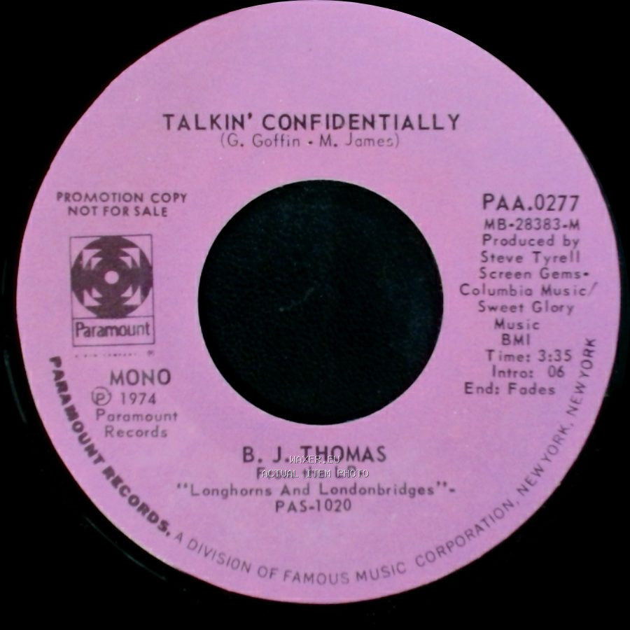 B. J. Thomas - Talkin' Confidentially / Talkin' Confidentially side B