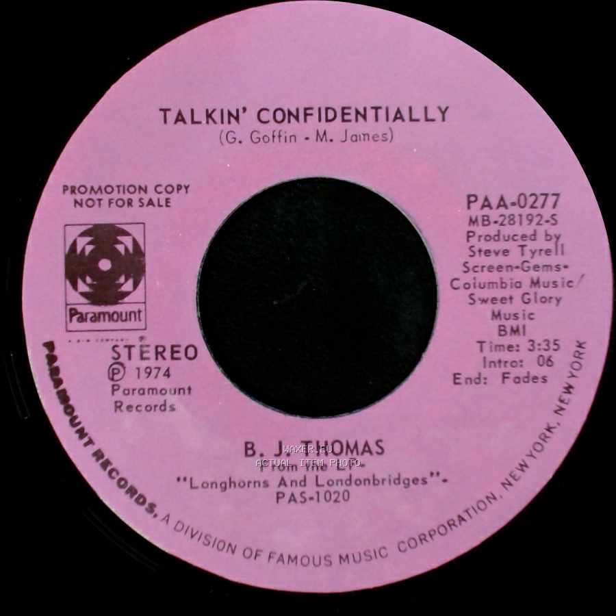B. J. Thomas - Talkin' Confidentially / Talkin' Confidentially side A