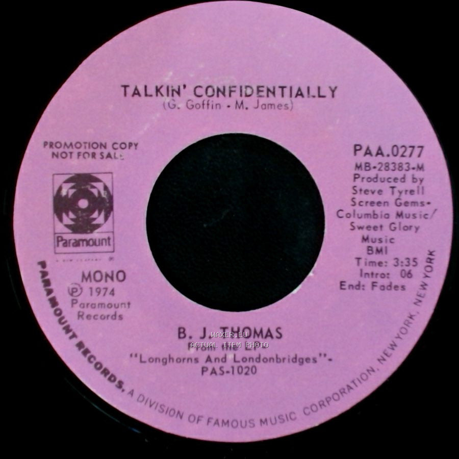 B. J. Thomas - Talkin' Confidentially / Talkin' Confidentially side B