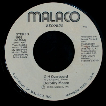 Dorothy Moore - Girl Overboard / Special Occasion side A