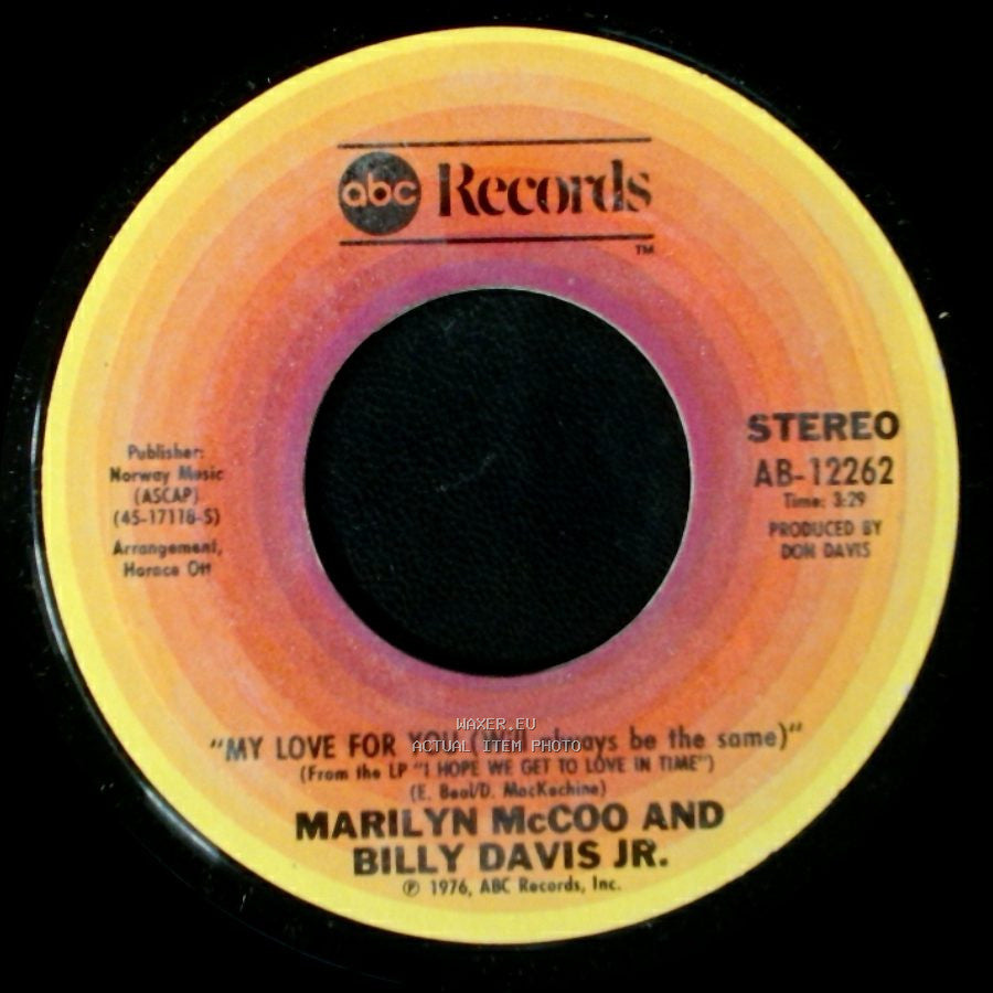 Marilyn Mccoo And Billy Davis Jr. - My Love For You (Will Always Be The Same) / Your Love side A