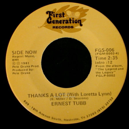 Ernest Tubb - Thanks A Lot (With Loretta Lynn) / Half A Mind (With George Jones) side B