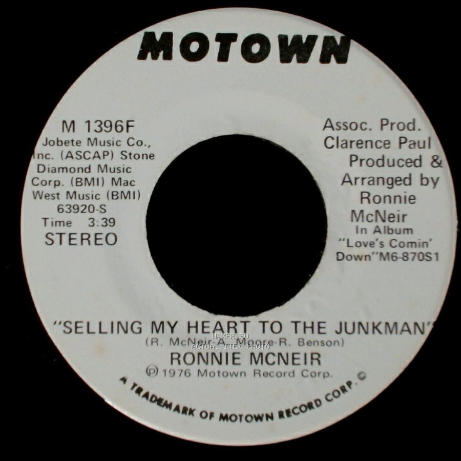 Ronnie Mcneir - Selling My Heart To The Junkman / Selling My Heart To The Junkman side A