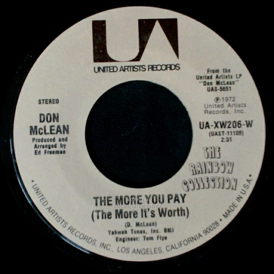 Don Mclean - The More You Pay (The More It's Worth) / If We Try side A