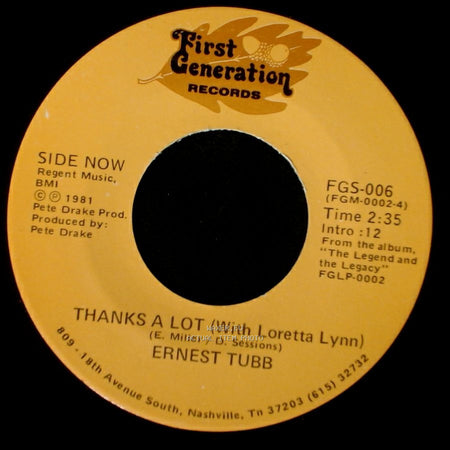 Ernest Tubb - Thanks A Lot (With Loretta Lynn) / Half A Mind (With George Jones) side A
